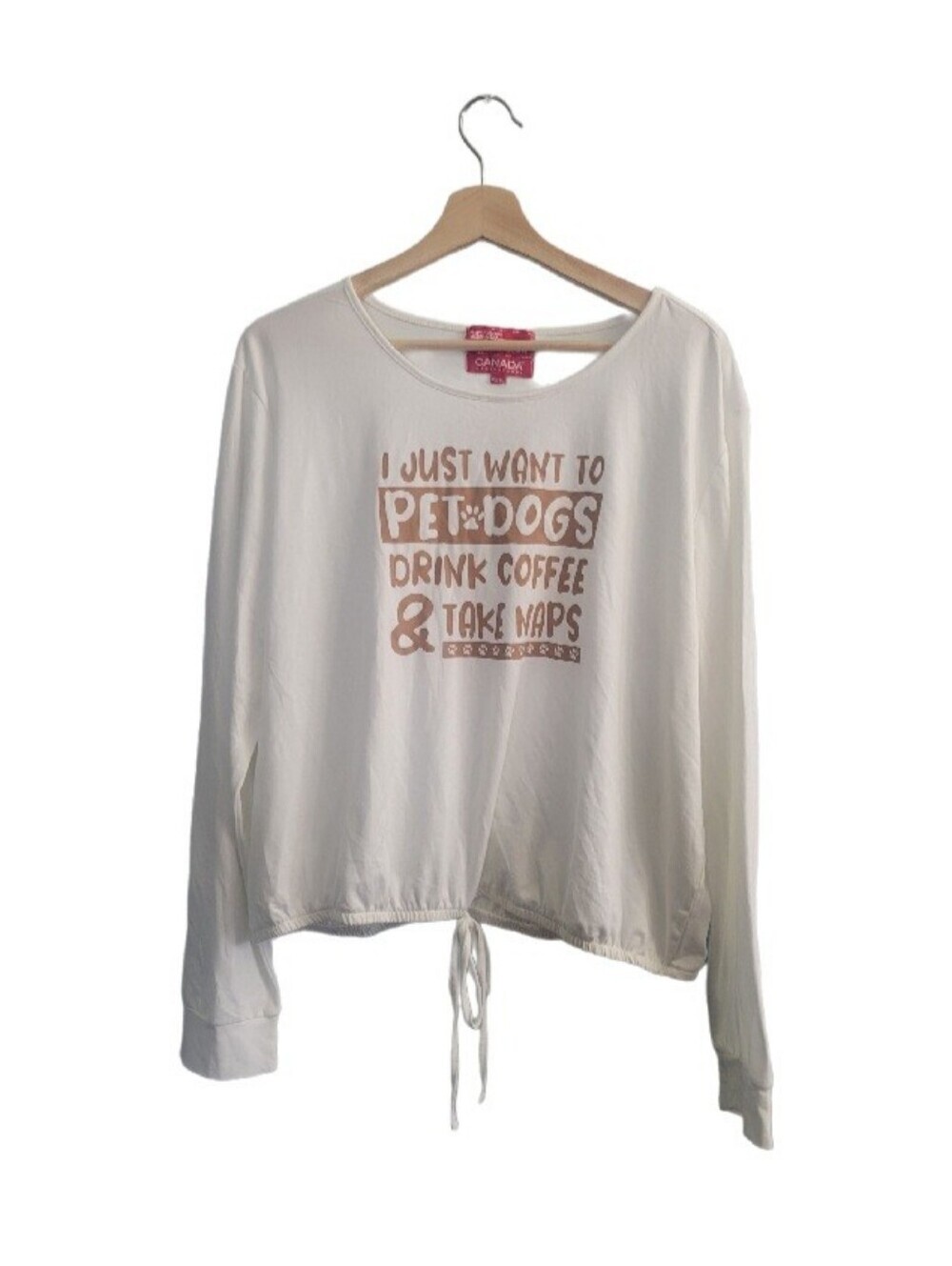 CANADA Weather Cuddly Canuckies Womens's XL White Graphic Lounge Top Novelty